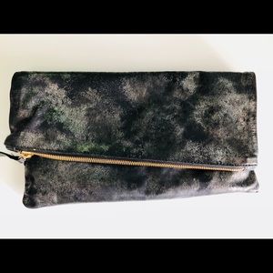 Clare Vivier Foldover Clutch Black & Silver